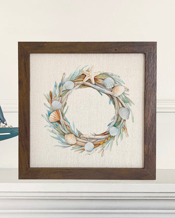 Seashell Driftwood Wreath - Customizable Framed Sign