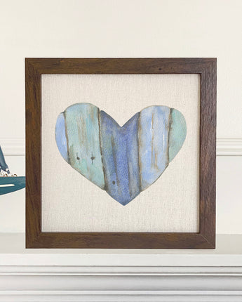 Coastal Wood Heart - Framed Sign
