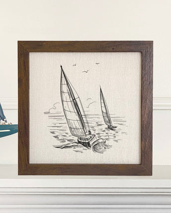 Sailboats on Water - Framed Sign