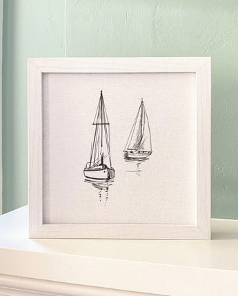 Sketched Sailboats - Framed Sign