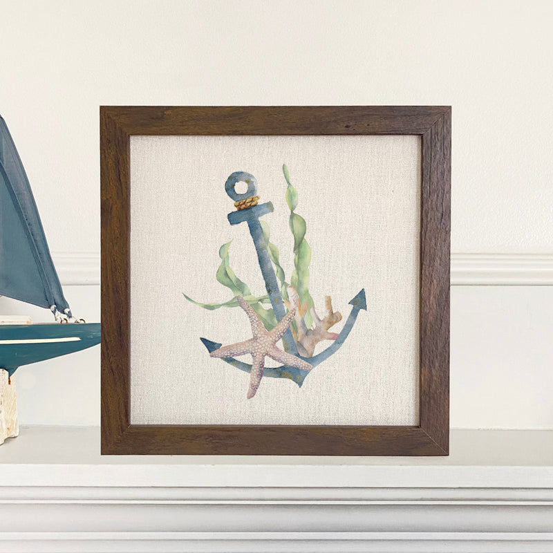 Watercolor Anchor - Framed Sign