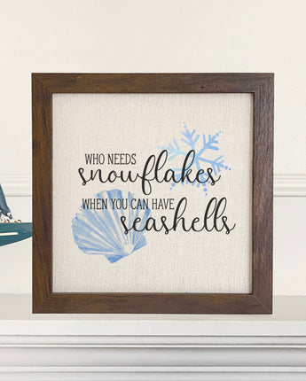 Snowflakes and Seashells - Framed Sign