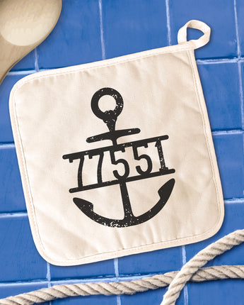 Distressed Anchor w/ Zip Code - Cotton Pot Holder