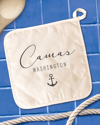 Script City and State w/ Anchor - Cotton Pot Holder