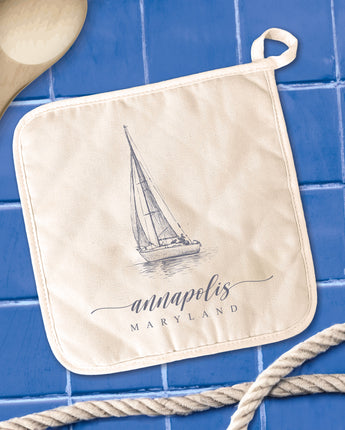 Sailboat w/ City, State - Cotton Pot Holder