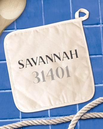 Classic Serif w/ City, Zip - Cotton Pot Holder