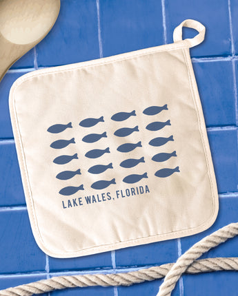 Hand Drawn Fish City State - Cotton Pot Holder