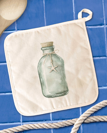 Sea Glass Bottle - Customizable Cotton Pot Holder