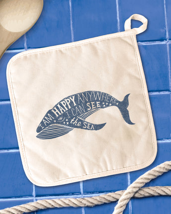 I am Happy Anywhere (Whale) - Cotton Pot Holder