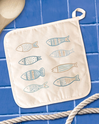 Hand Drawn Fish - Cotton Pot Holder