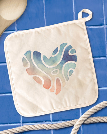 Abstract Beach Heart - Valentine's Day Cotton Pot Holder