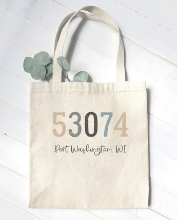 Zip Code w/ City and State - Canvas Tote Bag