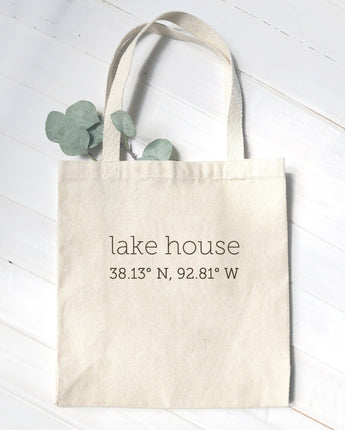 Lake House Coordinates - Custom Canvas Tote Bag