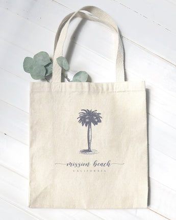 Palm Tree w/ City, State - Canvas Tote Bag