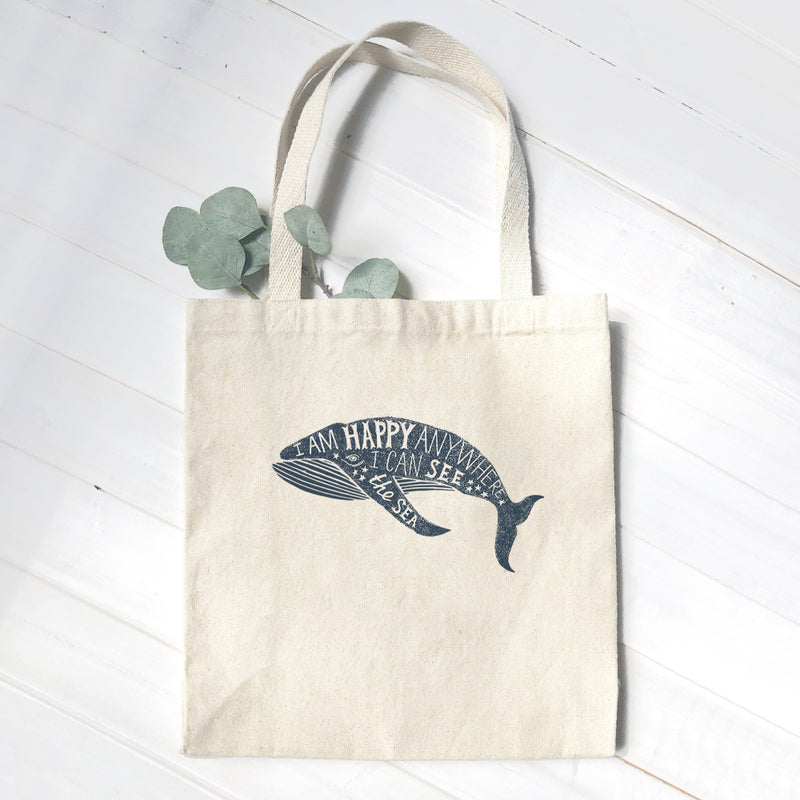 I am Happy Anywhere (Whale) - Canvas Tote Bag