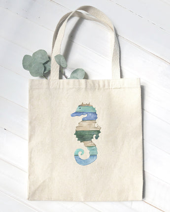 Coastal Wood Seahorse - Canvas Tote Bag