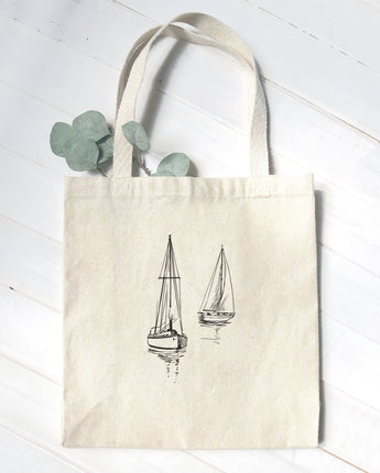 Sketched Sailboats - Canvas Tote Bag