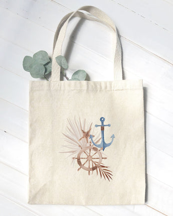 Ship Wheel Anchor - Canvas Tote Bag