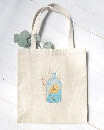 Hibiscus in a Bottle - Canvas Tote Bag