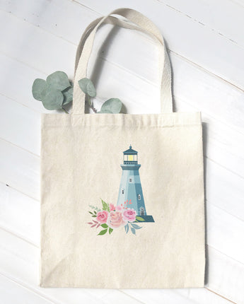 Floral Lighthouse - Canvas Tote Bag