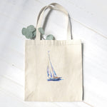 Watercolor Sailboat (Blue) - Canvas Tote Bag