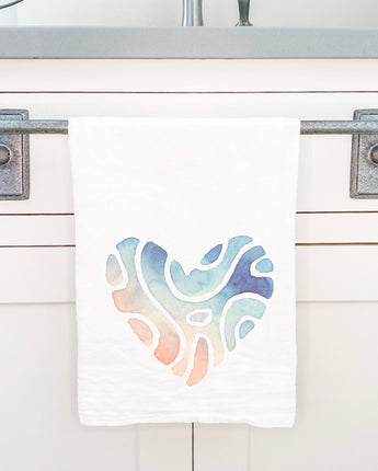 Abstract Beach Heart - Valentine's Day Cotton Tea Towel