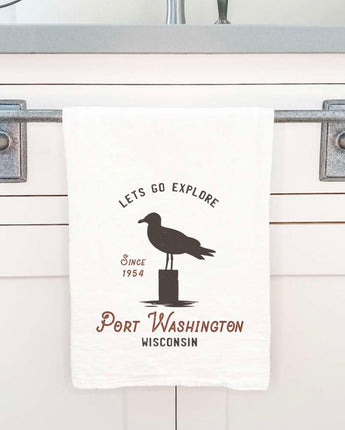 Let's Go Explore w/ City and State - Custom Cotton Tea Towel