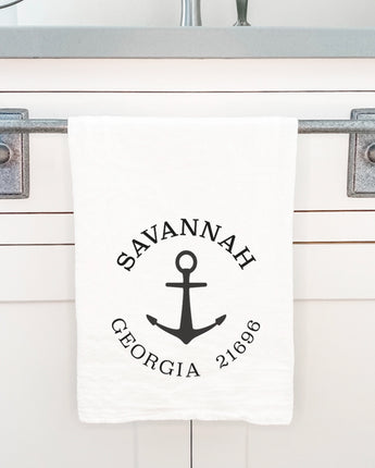 Anchor w/ City and State - Cotton Tea Towel