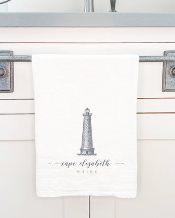 Lighthouse w/ City, State - Cotton Tea Towel