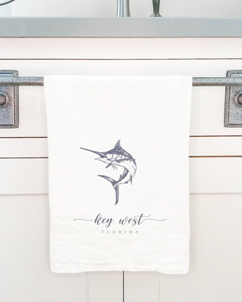 Marlin w/ City, State - Cotton Tea Towel