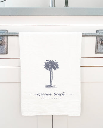 Palm Tree w/ City, State - Cotton Tea Towel