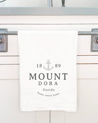 Anchor Home Sweet Home w/ City, State - Cotton Tea Towel