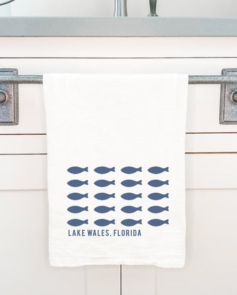 Hand Drawn Fish City State - Cotton Tea Towel