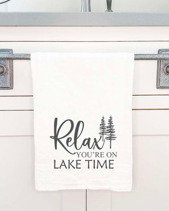 Relax You're on Lake Time (Trees) - Cotton Tea Towel