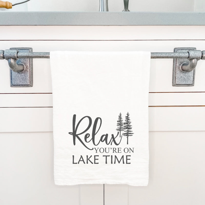 Relax You're on Lake Time (Trees) - Cotton Tea Towel