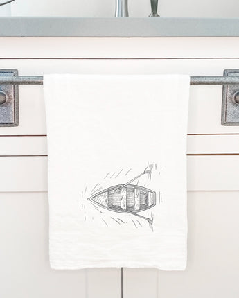 Hand Drawn Rowboat Ripples - Cotton Tea Towel
