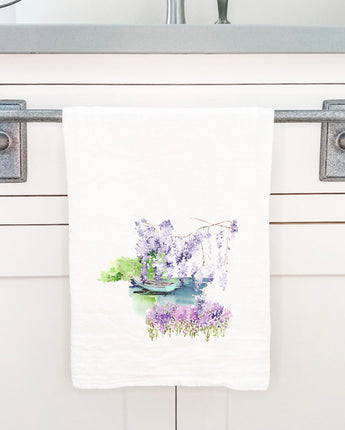 Watercolor Pond Scene (Boat) - Cotton Tea Towel