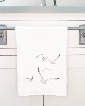 Watercolor Flying Seagulls - Cotton Tea Towel