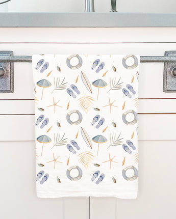 Surf and Shells Pattern - Cotton Tea Towel