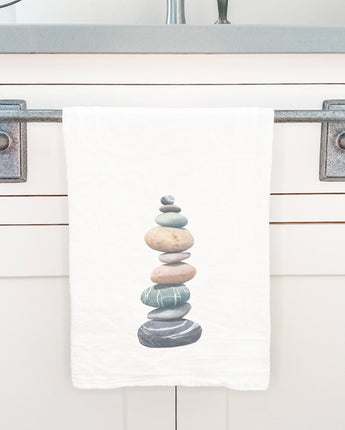 Watercolor Stacked Pebbles - Cotton Tea Towel
