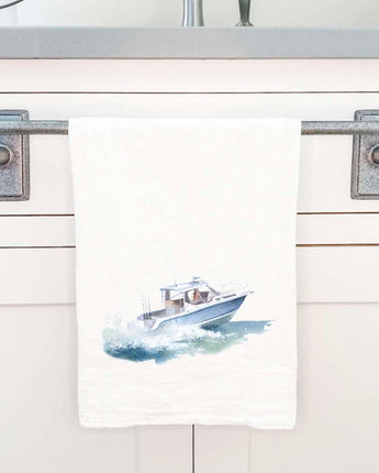 Watercolor Fishing Boat - Cotton Tea Towel