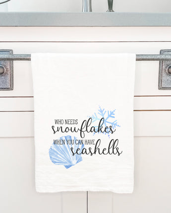 Snowflakes and Seashells - Cotton Tea Towel