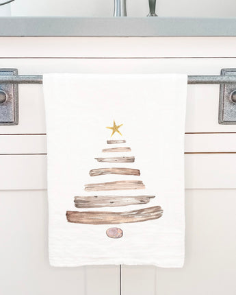 Driftwood Christmas Tree - Customizable Cotton Tea Towel