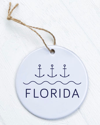Three Anchors w/ State - Custom Ornament