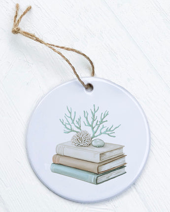 Coastal Book Stack - Ornament