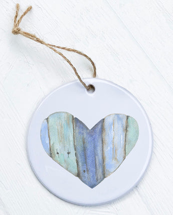 Coastal Wood Heart - Ornament