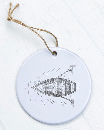 Hand Drawn Rowboat Ripples - Ornament