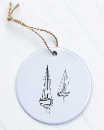 Sketched Sailboats - Ornament