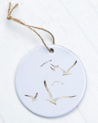 Watercolor Flying Seagulls - Ornament