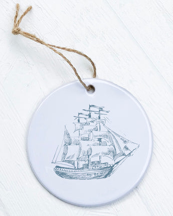 Hand Drawn Ship - Ornament